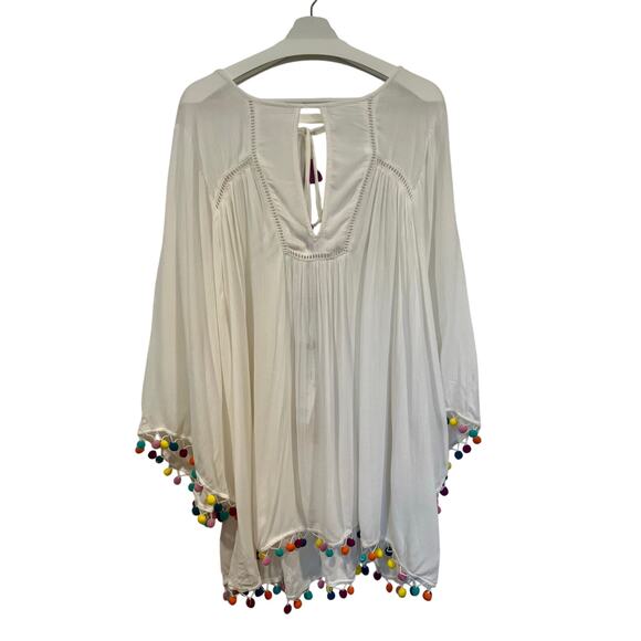NWT Nanette Lapore Swim Boho Coverup Vacation Resortwear Small White Colorful - Picture 2 of 9